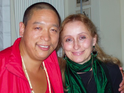 Emanuela Degli Esposti with Tibetan monk Yulu (Lama Gangchen World Peace Foundation).